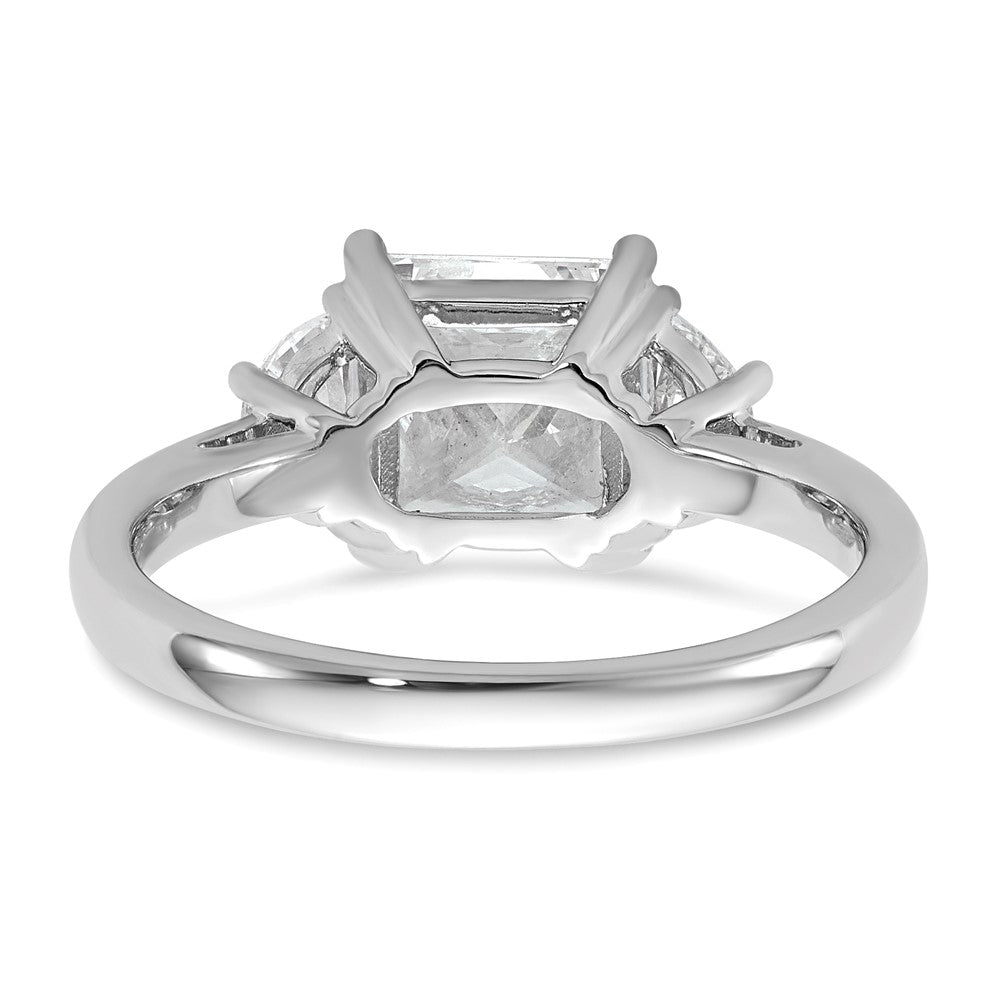14K White Gold 1/2 carat Lab Grown Diamond VS/SI+ G+ Half Moon 2 carat Princess Center Semi Mount Three Stone Engagement Ring