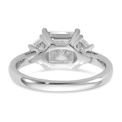14K White Gold 1/2 carat Lab Grown Diamond VS+ F+ Half Moon 2 carat Princess Center Semi Mount Three Stone Engagement Ring