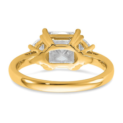 14K Yellow Gold 1/2 carat Lab Grown Diamond VS/SI+ G+ Half Moon 2 carat Princess Center Semi Mount Three Stone Engagement Ring