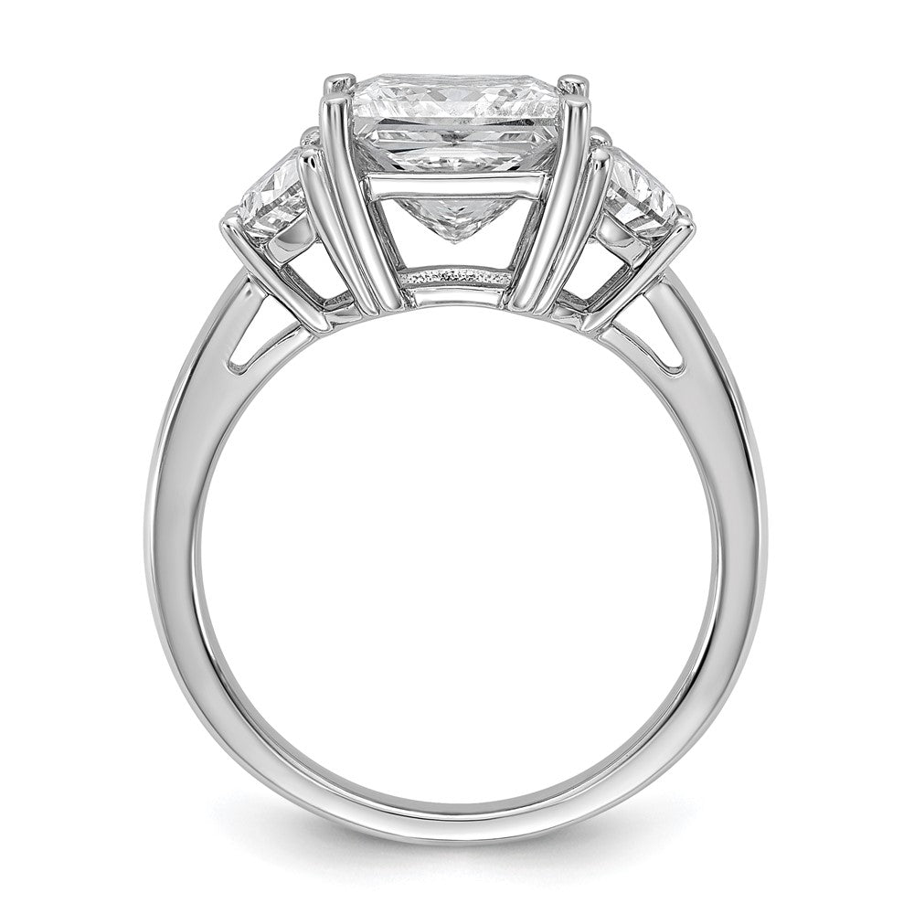 14K White Gold 1 carat Lab Grown Diamond VS+ F+ Half Moon 3 carat Princess Center Semi Mount Three Stone Engagement Ring