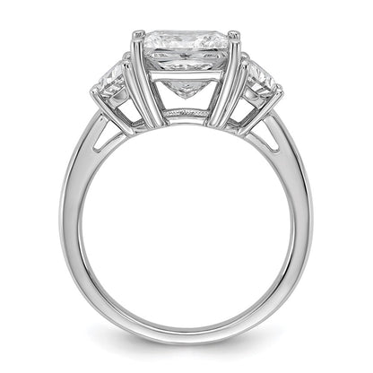 14K White Gold 1 carat Lab Grown Diamond VS+ F+ Half Moon 3 carat Princess Center Semi Mount Three Stone Engagement Ring