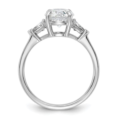 14K White Gold 2 carat Certified Lab Grown Diamond VS+ F+ Round and Triangle Complete Three Stone Engagement Ring