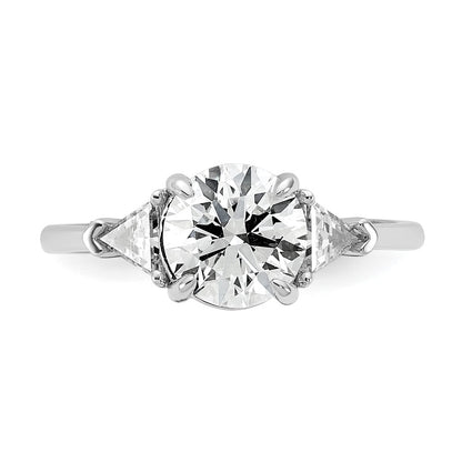 14K White Gold 1/2 carat Lab Grown Diamond VS/SI+ G+ Triangle 1 1/2 carat Round Semi Mount Three Stone Engagement Ring