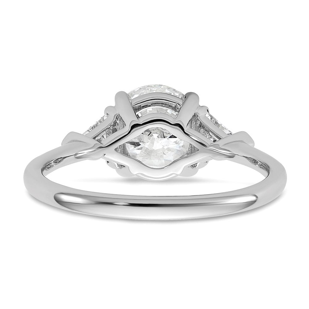 14K White Gold 2 carat Certified Lab Grown Diamond VS/SI+ G+ Round and Triangle Complete Three Stone Engagement Ring