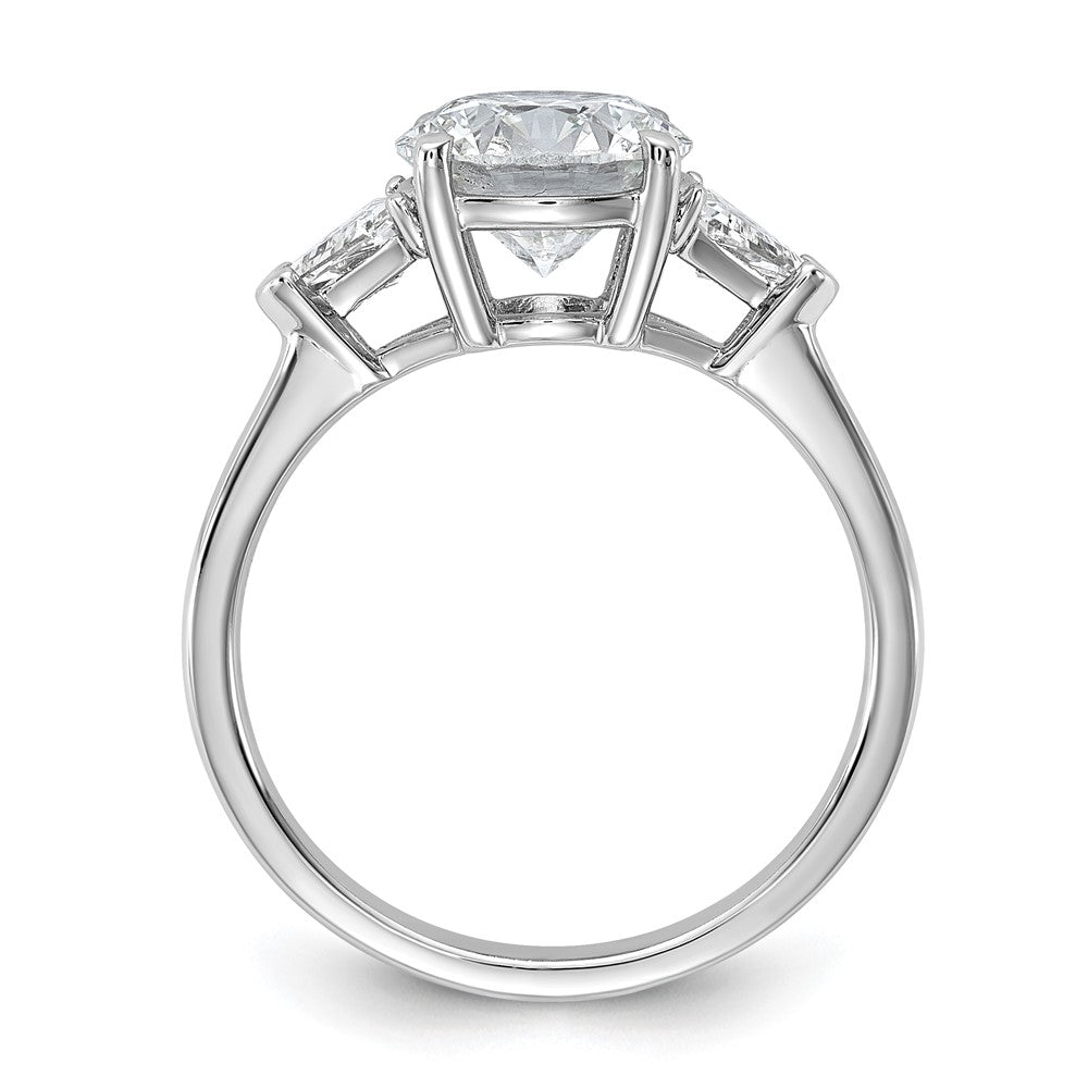 14K White Gold 2 1/2 carat Certified Lab Grown Diamond VS/SI+ G+ Round and Triangle Complete Three Stone Engagement Ring