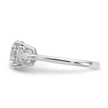 14K White Gold 2 1/2 carat Certified Lab Grown Diamond VS+ F+ Round and Triangle Complete Three Stone Engagement Ring