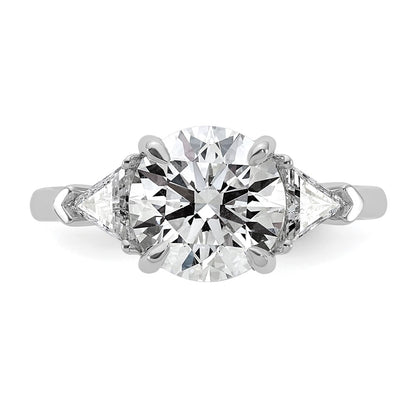 14K White Gold 3 1/8 carat Certified Lab Grown Diamond VS/SI+ G+ Round and Triangle Complete Three Stone Engagement Ring