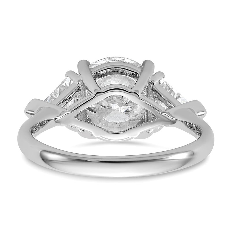 14K White Gold 4 1/8 carat Certified Lab Grown Diamond VS/SI+ G+ Round and Triangle Complete Three Stone Engagement Ring