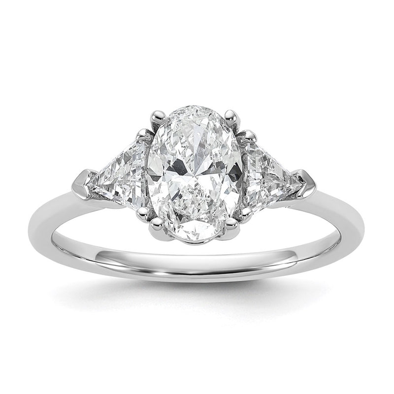 14K White Gold 1 1/2 carat Certified Lab Grown Diamond VS/SI+ G+ Complete Oval and Trillion Three Stone Engagement Ring