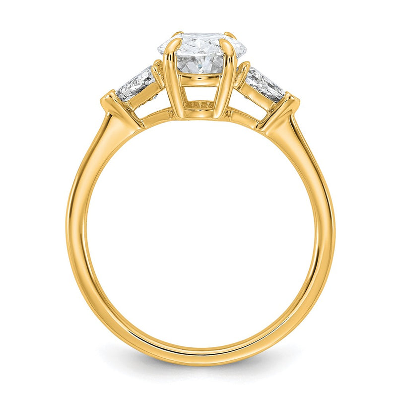 14K Yellow Gold 2 carat Certified Lab Grown Diamond VS/SI+ G+ Complete Oval and Trillion Three Stone Engagement Ring
