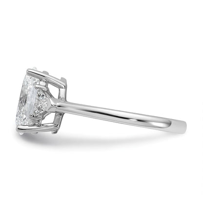 14K White Gold 1/2 carat Lab Grown Diamond VS/SI+ G+ Trillion and 2 carat Oval Center Semi Mount Three Stone Engagement Ring