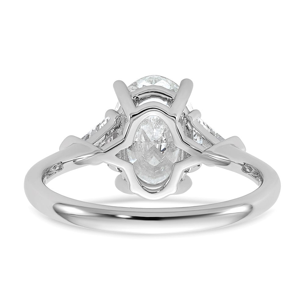 14K White Gold 2 1/2 carat Certified Lab Grown Diamond VS+ F+ Complete Oval and Trillion Three Stone Engagement Ring