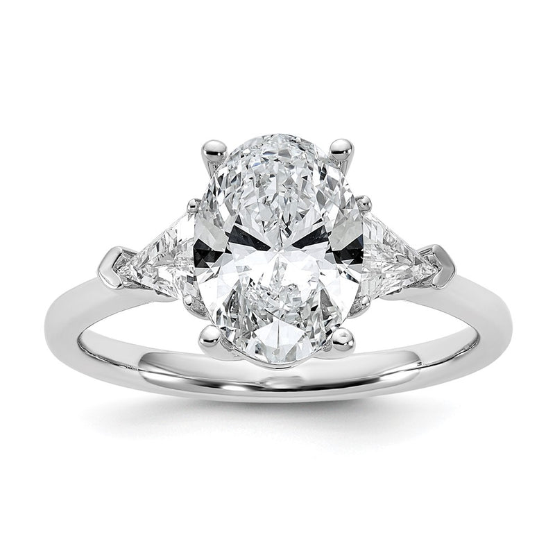 14K White Gold 2 1/2 carat Certified Lab Grown Diamond VS/SI+ G+ Complete Oval and Trillion Three Stone Engagement Ring