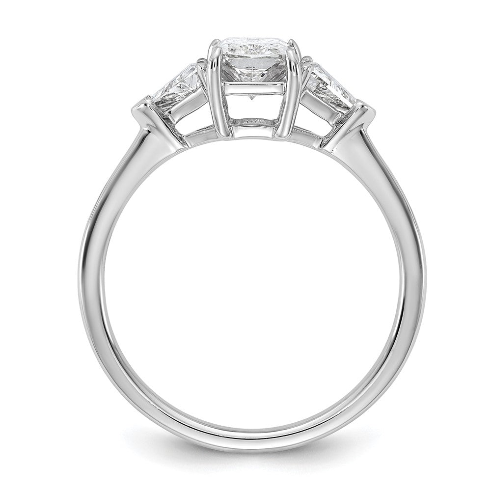 14K White Gold 1 3/8 carat Certified Lab Grown Diamond VS/SI+ G+ Radiant and Triangle Complete Three Stone Engagement Ring