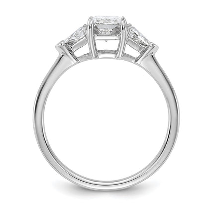 14K White Gold 1 3/8 carat Certified Lab Grown Diamond VS/SI+ G+ Radiant and Triangle Complete Three Stone Engagement Ring