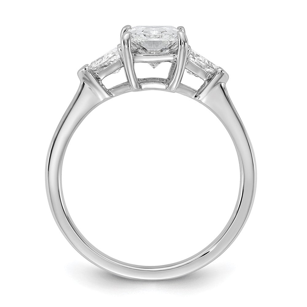 14K White Gold 2 carat Certified Lab Grown Diamond VS/SI+ G+ Radiant and Triangle Complete Three Stone Engagement Ring