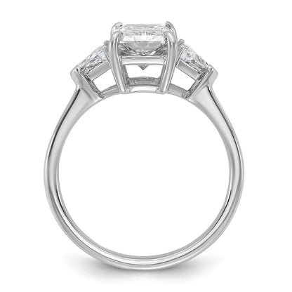 14K White Gold 1/2 carat Lab Grown Diamond VS+ F+ Triangle 2 carat Radiant Center Semi Mount Three Stone Engagement Ring
