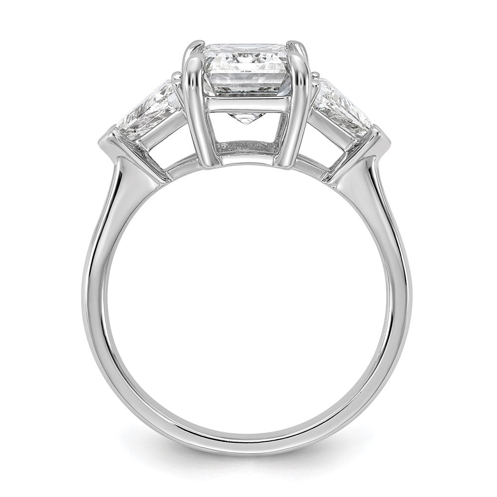 14K White Gold 5/8 carat Lab Grown Diamond VS+ F+ Triangle 3 carat Radiant Center Semi Mount Three Stone Engagement Ring
