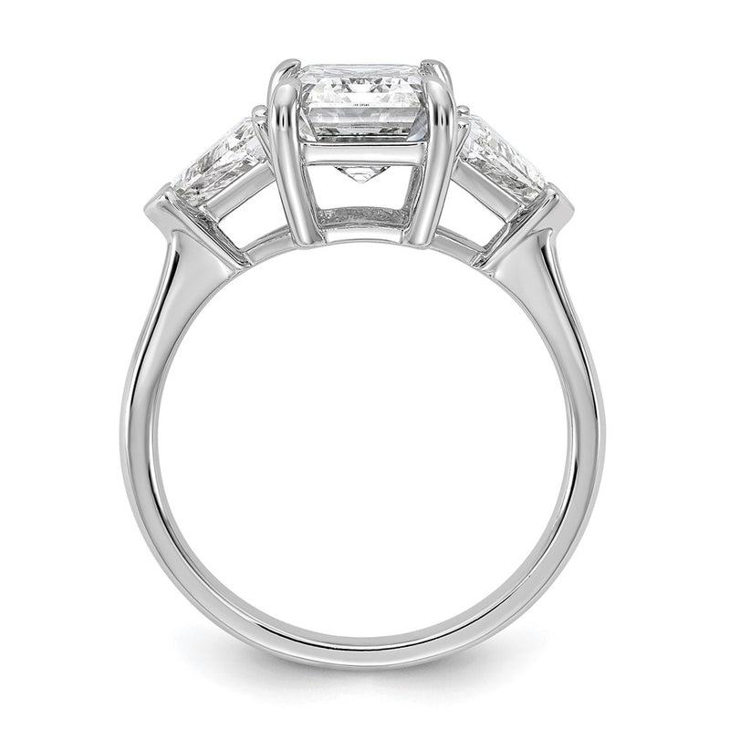 14K White Gold 3 5/8 carat Certified Lab Grown Diamond VS/SI+ G+ Radiant and Triangle Complete Three Stone Engagement Ring