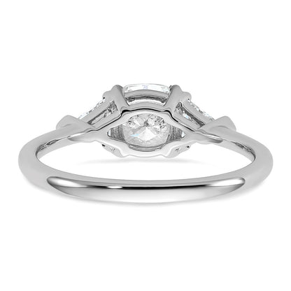 14K White Gold 1 1/2 carat Certified Lab Grown Diamond VS/SI+ G+ Cushion and Triangle Complete Three Stone Engagement Ring