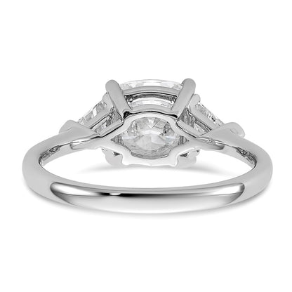 14K White Gold 1/2 carat Lab Grown Diamond VS/SI+ G+ Triangle 2 carat Cushion Center Semi Mount Three Stone Engagement Ring