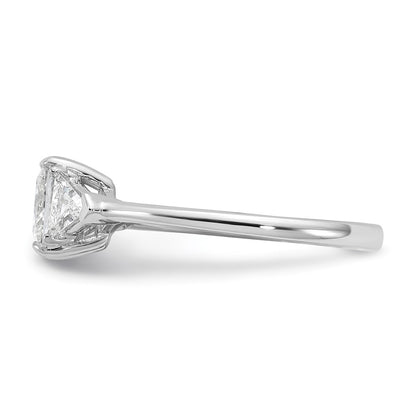 14K White Gold 1 1/2 carat Certified Lab Grown Diamond VS/SI+ G+ Princess and Trillion Complete Three Stone Engagement Ring