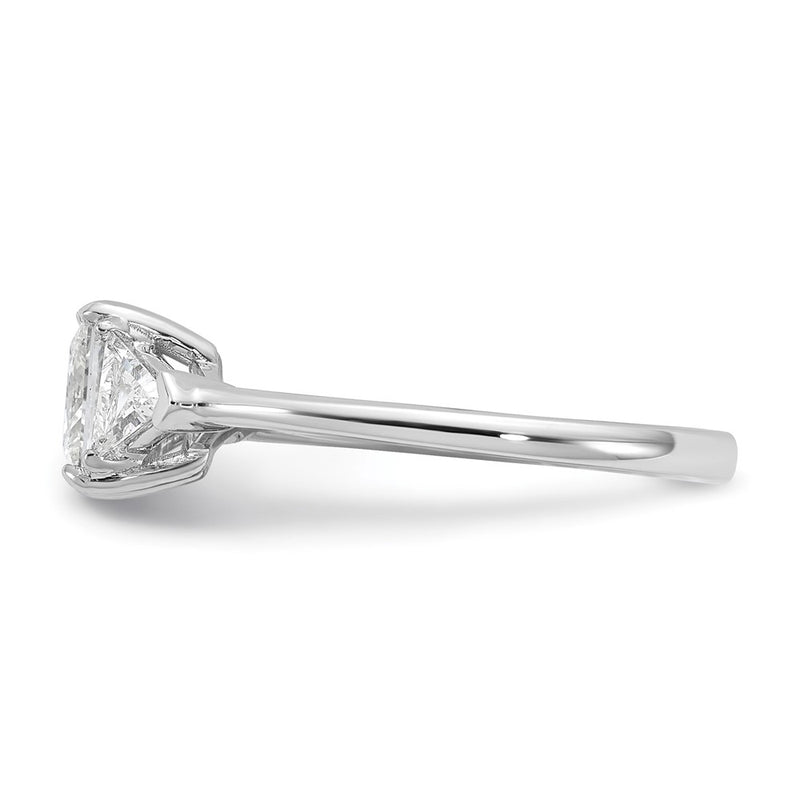 14K White Gold 1/2 carat Lab Grown Diamond VS/SI+ G+ Trillion and 1 carat Princess Center Semi Mount Three Stone Engagement Ring