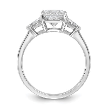 14K White Gold 2 carat Certified Lab Grown Diamond VS/SI+ G+ Princess and Trillion Complete Three Stone Engagement Ring