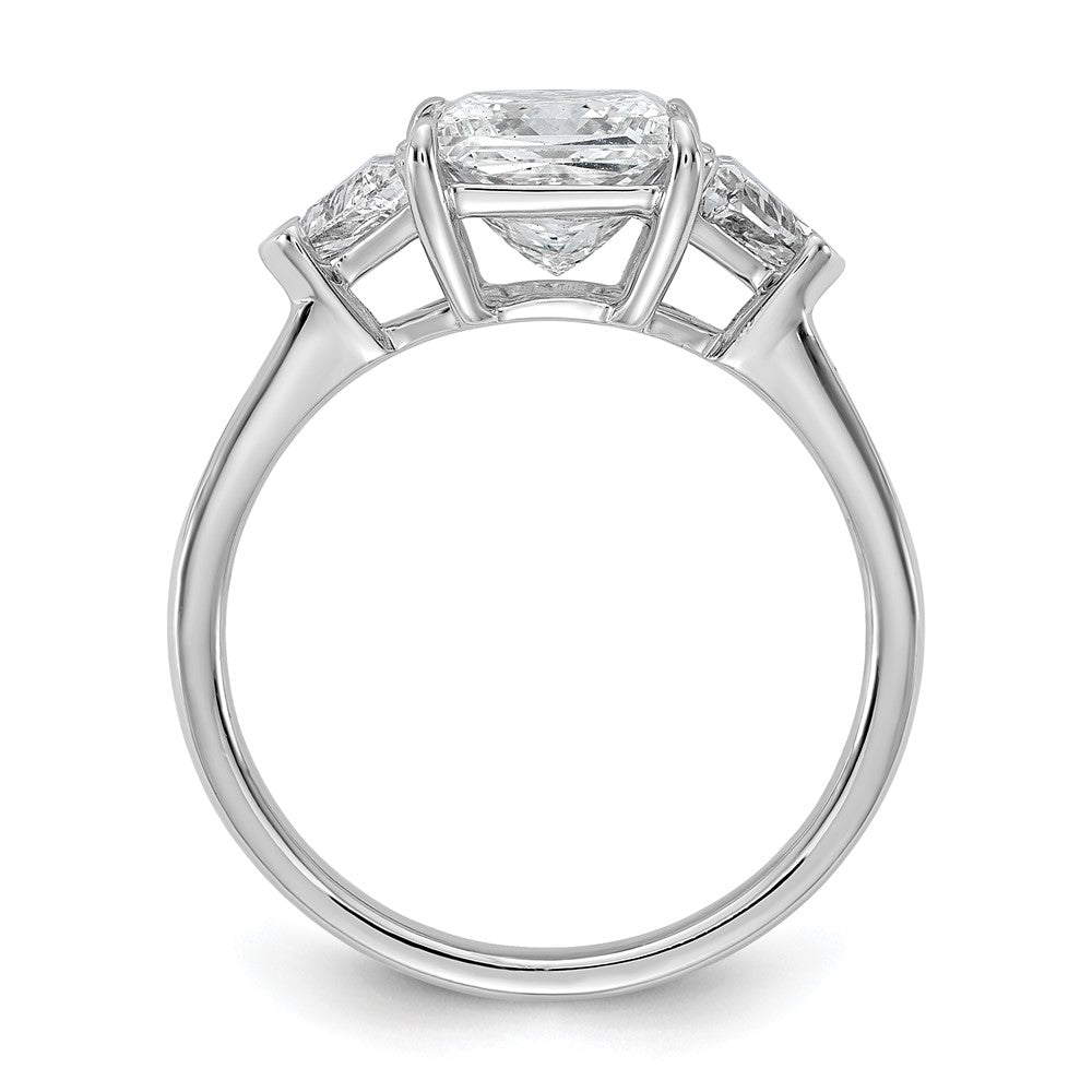 14K White Gold 2 1/2 carat Certified Lab Grown Diamond VS/SI+ G+ Princess and Trillion Complete Three Stone Engagement Ring