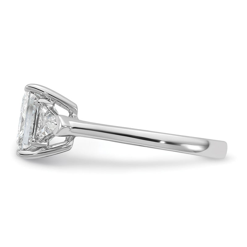 14K White Gold 5/8 carat Lab Grown Diamond VS/SI+ G+ Trillion and 2 1/2 carat Princess Center Semi Mount Three Stone Engagement Ring