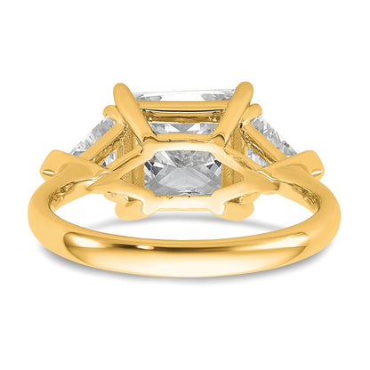 14K Yellow Gold 1 1/8 carat Lab Grown Diamond VS/SI+ G+ Trillion and 3 carat Princess Center Semi Mount Three Stone Engagement Ring