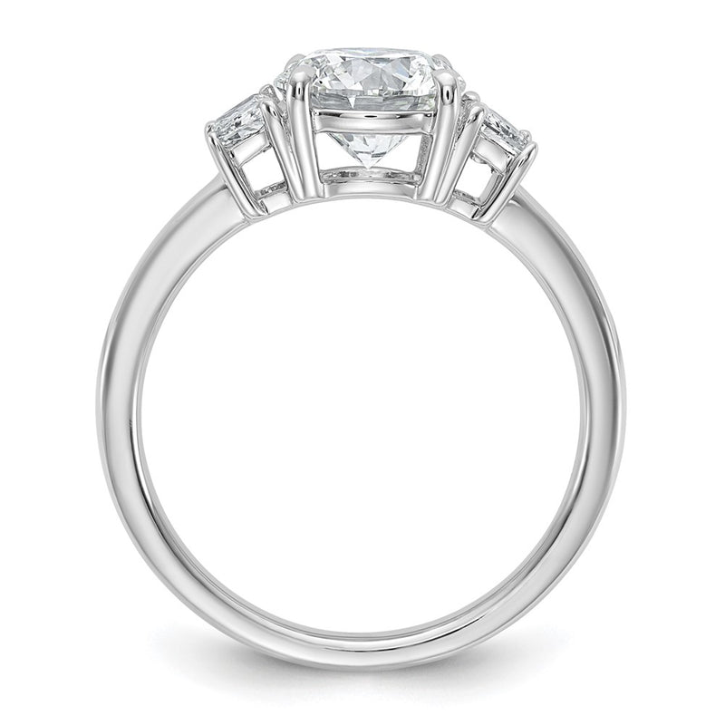 14K White Gold 3/8 carat Lab Grown Diamond VS+ F+ Trapezoid Sidestones Holds 1 1/2 carat Center Round Semi Mount Engagement Ring