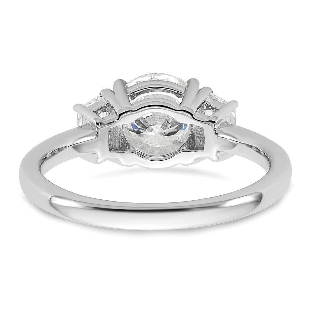 14K White Gold 3/8 carat Lab Grown Diamond VS+ F+ Trapezoid Sidestones Holds 1 1/2 carat Center Round Semi Mount Engagement Ring
