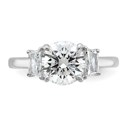 14K White Gold 1/2 carat Lab Grown Diamond VS+ F+ Trapezoid Sidestones Holds 2 carat Round Center Semi Mount Engagement Ring