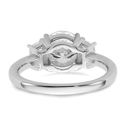 14K White Gold 1/2 carat Lab Grown Diamond VS+ F+ Trapezoid Sidestones Holds 2 carat Round Center Semi Mount Engagement Ring