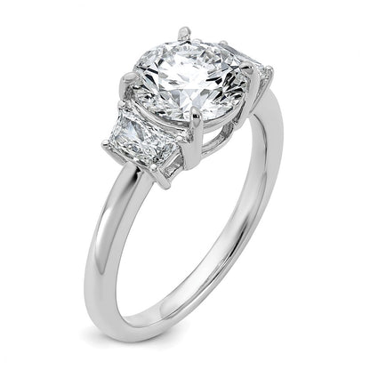 14K White Gold 1/2 carat Lab Grown Diamond VS+ F+ Trapezoid Sidestones Holds 2 carat Round Center Semi Mount Engagement Ring