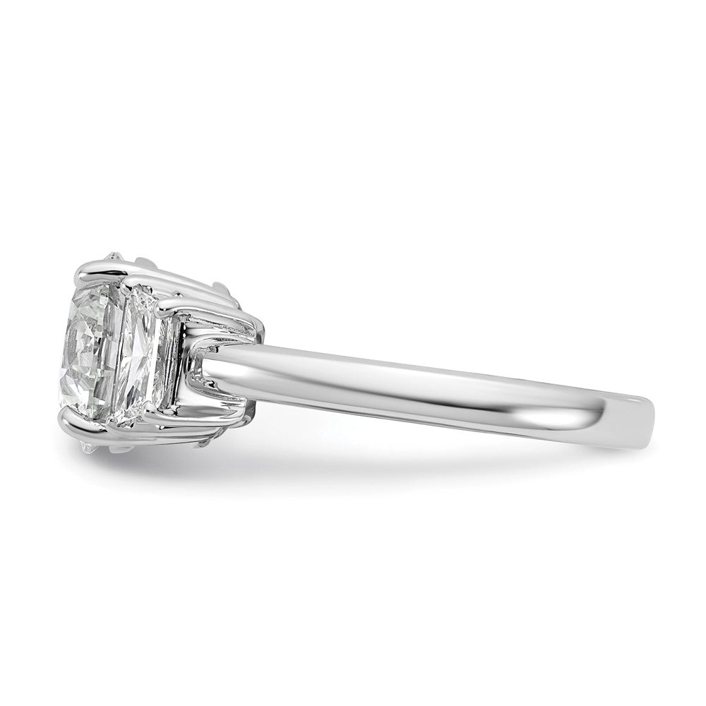 14K White Gold 3 1/2 carat Lab Grown Diamond VS+ F+ Trapezoid Sidestones Complete Engagement Ring