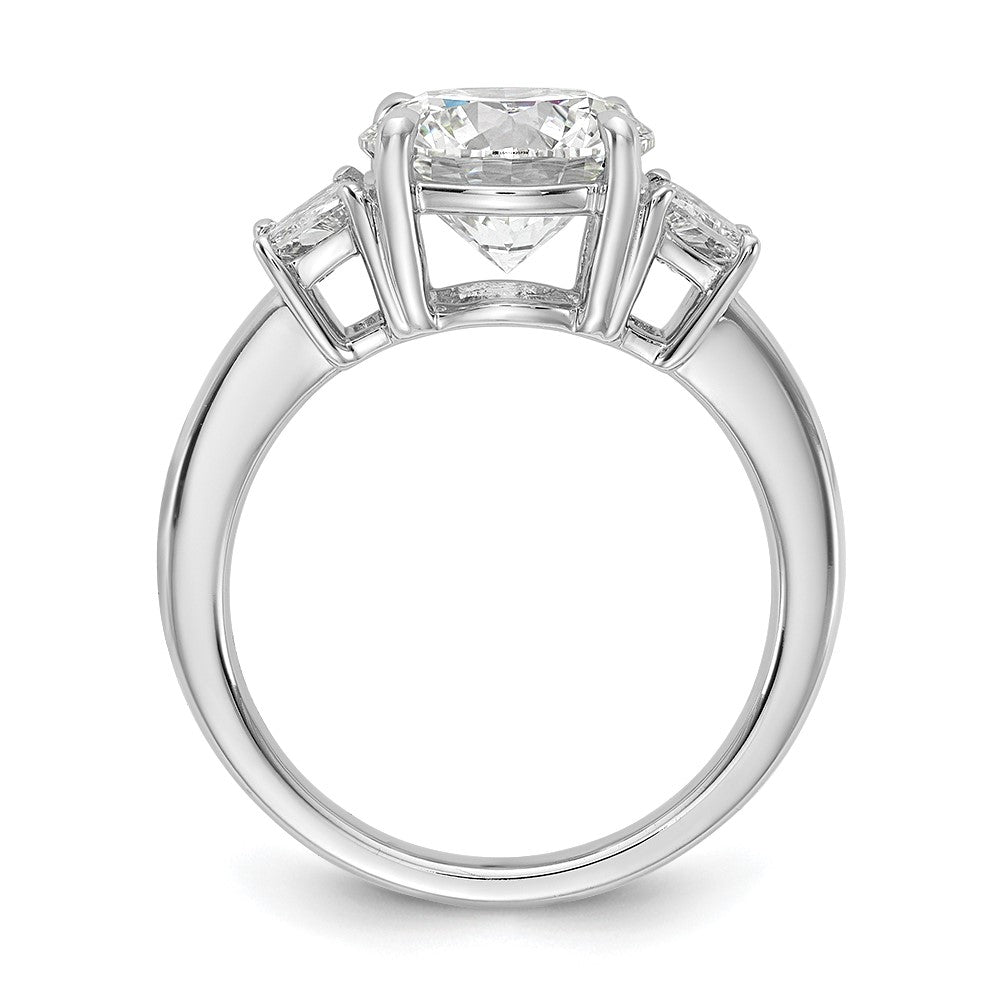 14K White Gold 3/4 carat Lab Grown Diamond VS+ F+ Trapezoid Sidestones Holds 3 carat Center Round Semi Mount Engagement Ring