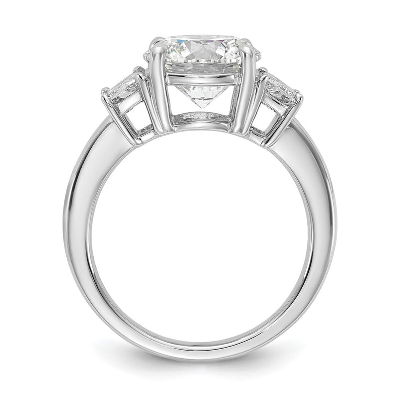 14K White Gold 3/4 carat Lab Grown Diamond VS+ F+ Trapezoid Sidestones Holds 3 carat Center Round Semi Mount Engagement Ring