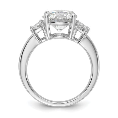 14K White Gold 3 3/4 carat Lab Grown Diamond VS+ F+ Round with Trapezoid Sidestones Complete Engagement Ring