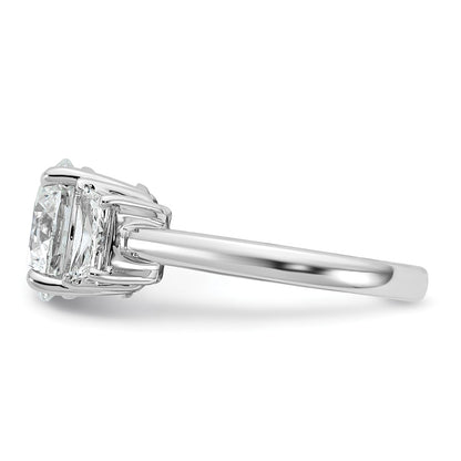 14K White Gold 3/4 carat Lab Grown Diamond VS+ F+ Trapezoid Sidestones Holds 3 carat Center Round Semi Mount Engagement Ring