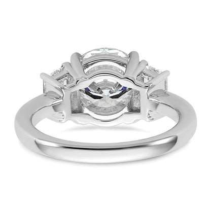 14K White Gold 3/4 carat Lab Grown Diamond VS+ F+ Trapezoid Sidestones Holds 3 carat Center Round Semi Mount Engagement Ring