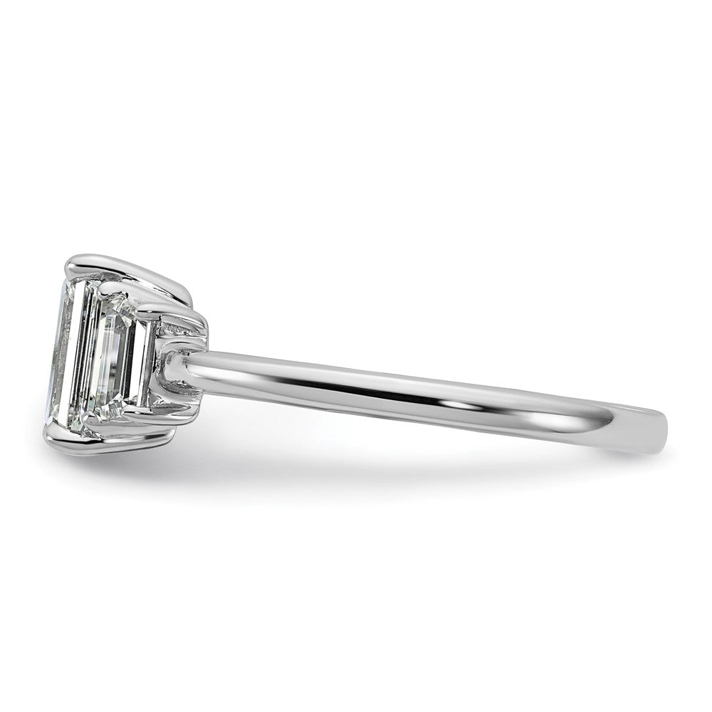 14K White Gold 3/8ct Lab Grown Dia VS+ F+ Semi Mount Emerald Center Ring