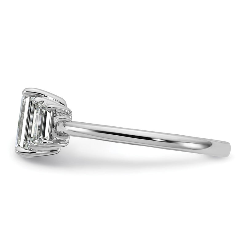 14K White Gold 3/8ct Lab Grown Dia VS+ F+ Semi Mount Emerald Center Ring