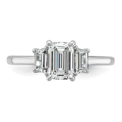 14K White Gold 3/8ct Lab Grown Dia VS+ F+ Semi Mount Emerald Center Ring