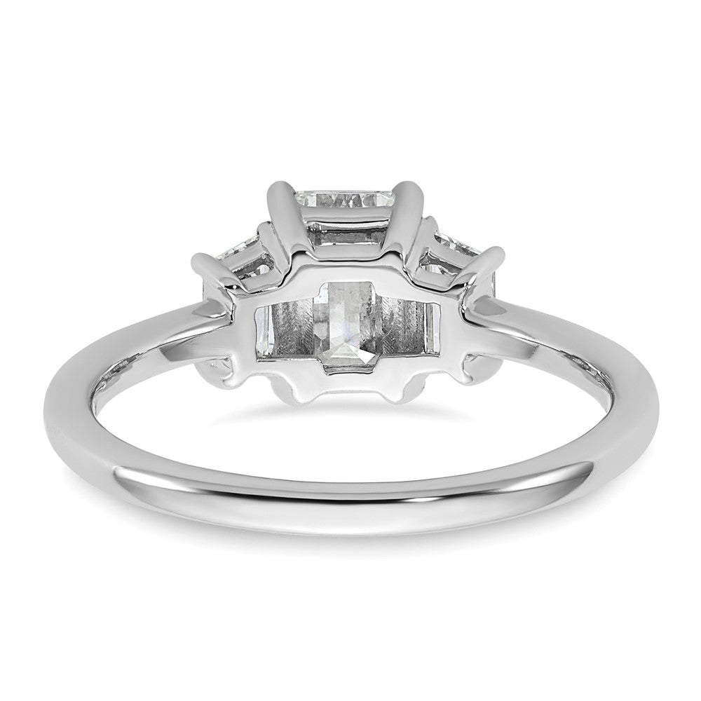 14K White Gold 3/8ct Lab Grown Dia VS+ F+ Semi Mount Emerald Center Ring