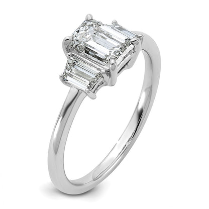 14K White Gold 3/8ct Lab Grown Dia VS+ F+ Semi Mount Emerald Center Ring