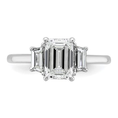 14K White Gold 1/2ct Lab Grown Dia VS+ F+ Semi Mount Emerald Center Ring