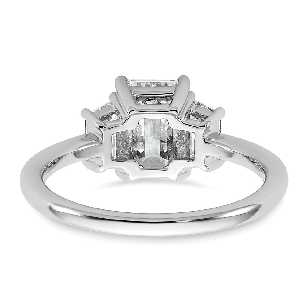 14K White Gold 1/2ct Lab Grown Dia VS+ F+ Semi Mount Emerald Center Ring