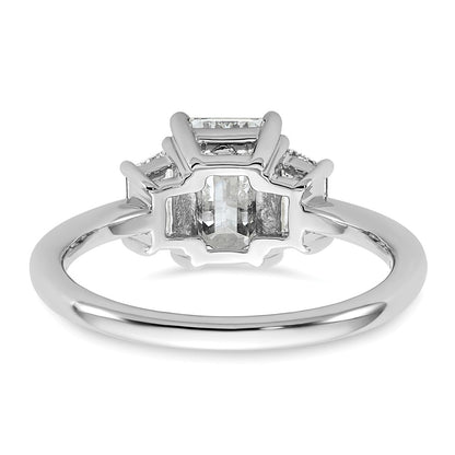 14K White Gold 1/2ct Lab Grown Dia VS+ F+ Semi Mount Emerald Center Ring